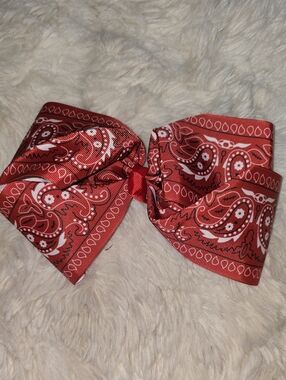 Red Bandana Hair Bow With Clip